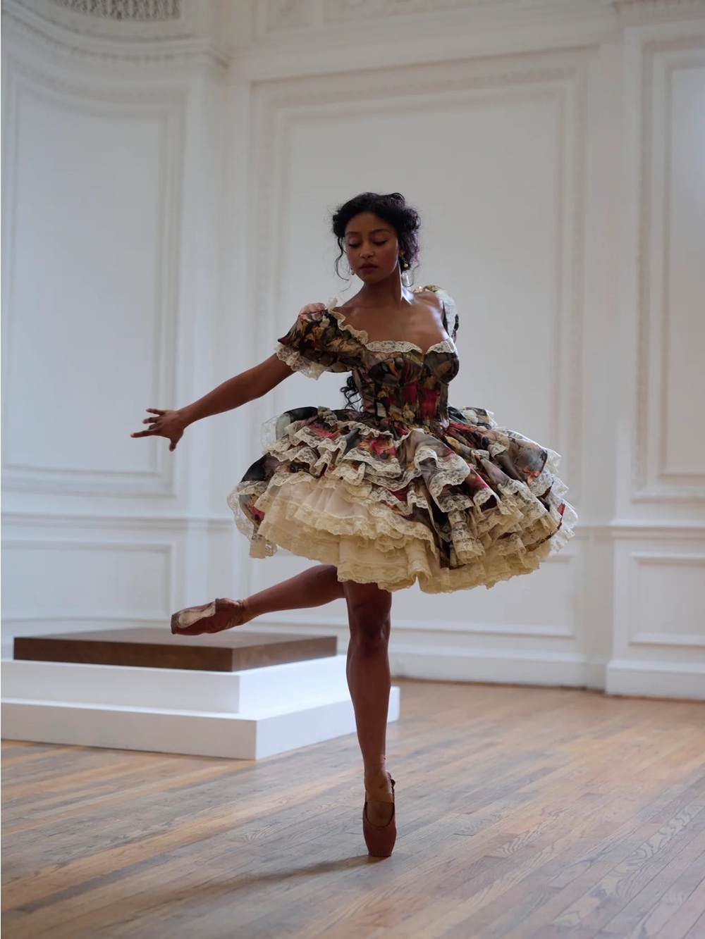 Selkie Multicolor Floral Ruffled Tulle Mini Dress